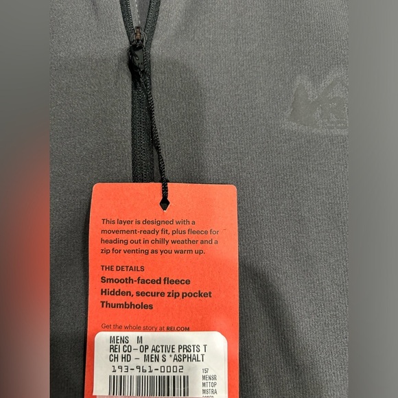 REI Co-op Men’s M Medium Active Pursuits Tech Hoodie Dark Grey NWT Jacket - Picture 10 of 15